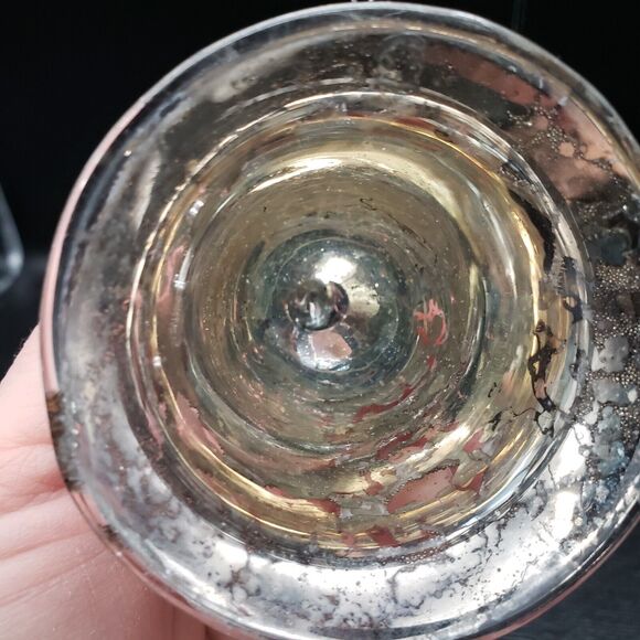 Vintage Mercury Glass Bell Ornament 3" Hand Blown Silver Sugared Design - Picture 6 of 8